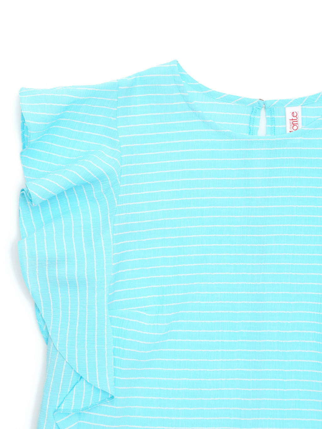 CONTE Блузка в полоску с широкими воланами LBL 1093 aqua blue-white