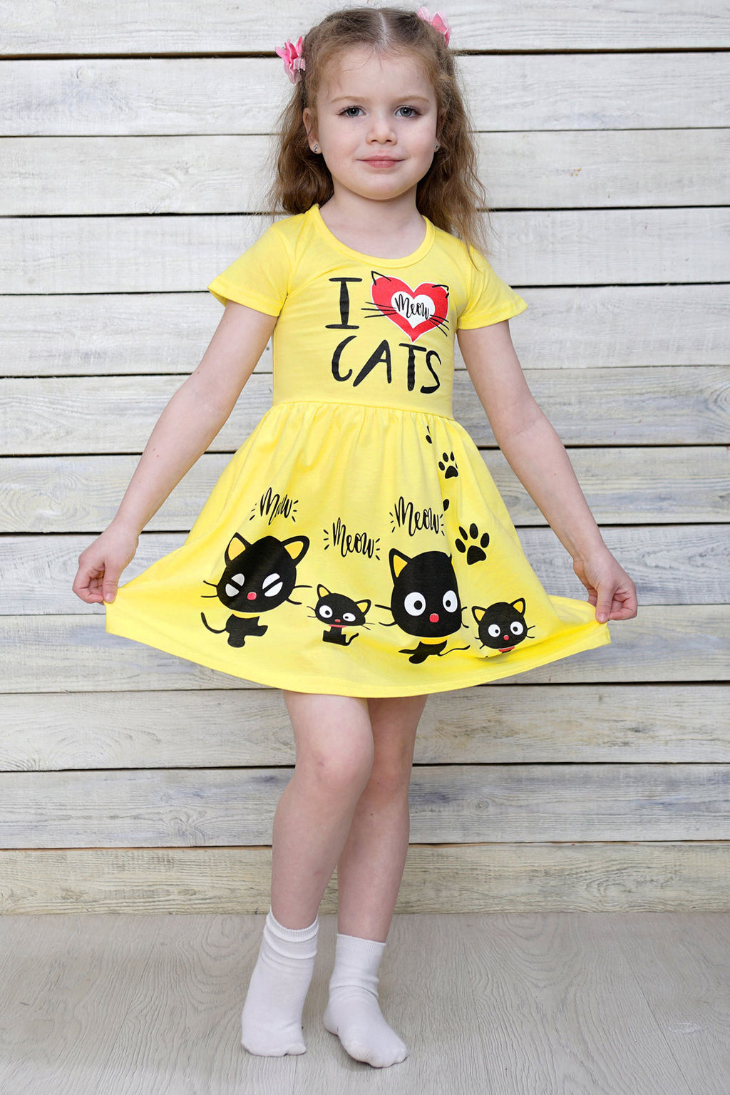 Платье для девочки желтое