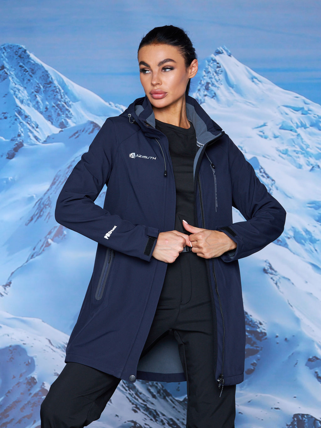 Женская парка виндстопер софтшелл на флисе Azimuth Стихия Неба 124/22956_701 Темно-Синий  фото 13