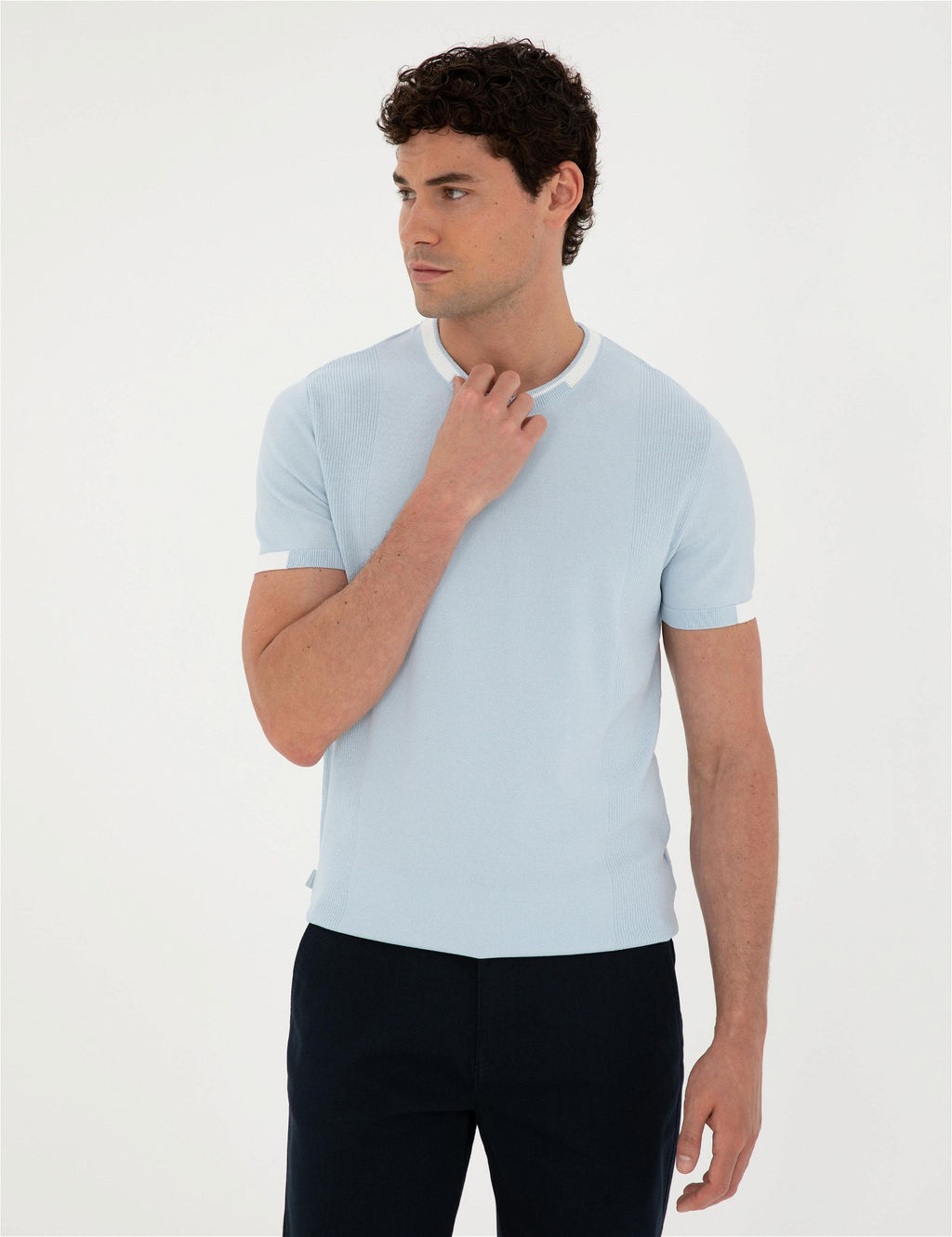 Mavi Slim Fit Bisiklet Yaka Triko Ti__rt - Pierre cardin фото 3