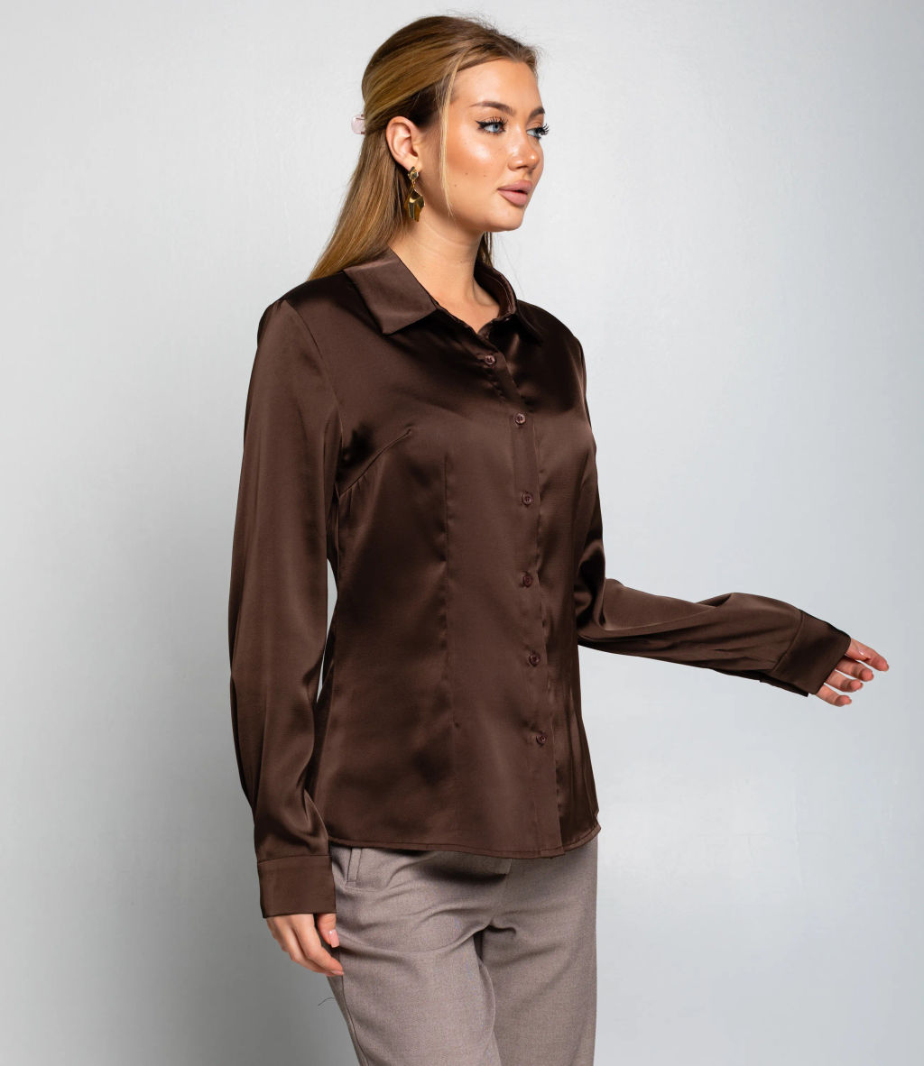 Блуза #ОКТ025022, тёмно-коричневый - Dommod фото 2