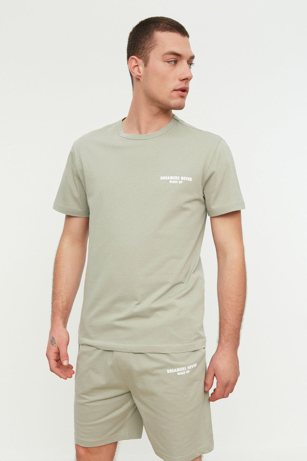 TRENDYOL MAN Mint Regular Fit Bask?l? Sortlu Pijama Tak?m? TMNSS22PT0060 - Trendyolmilla фото 3