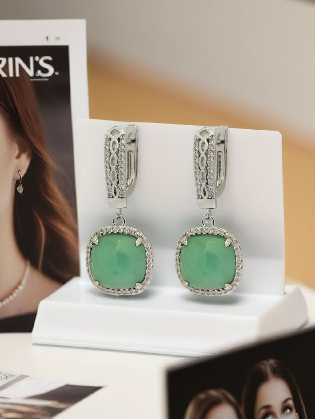 Серьги "Авантюрин зеленый"