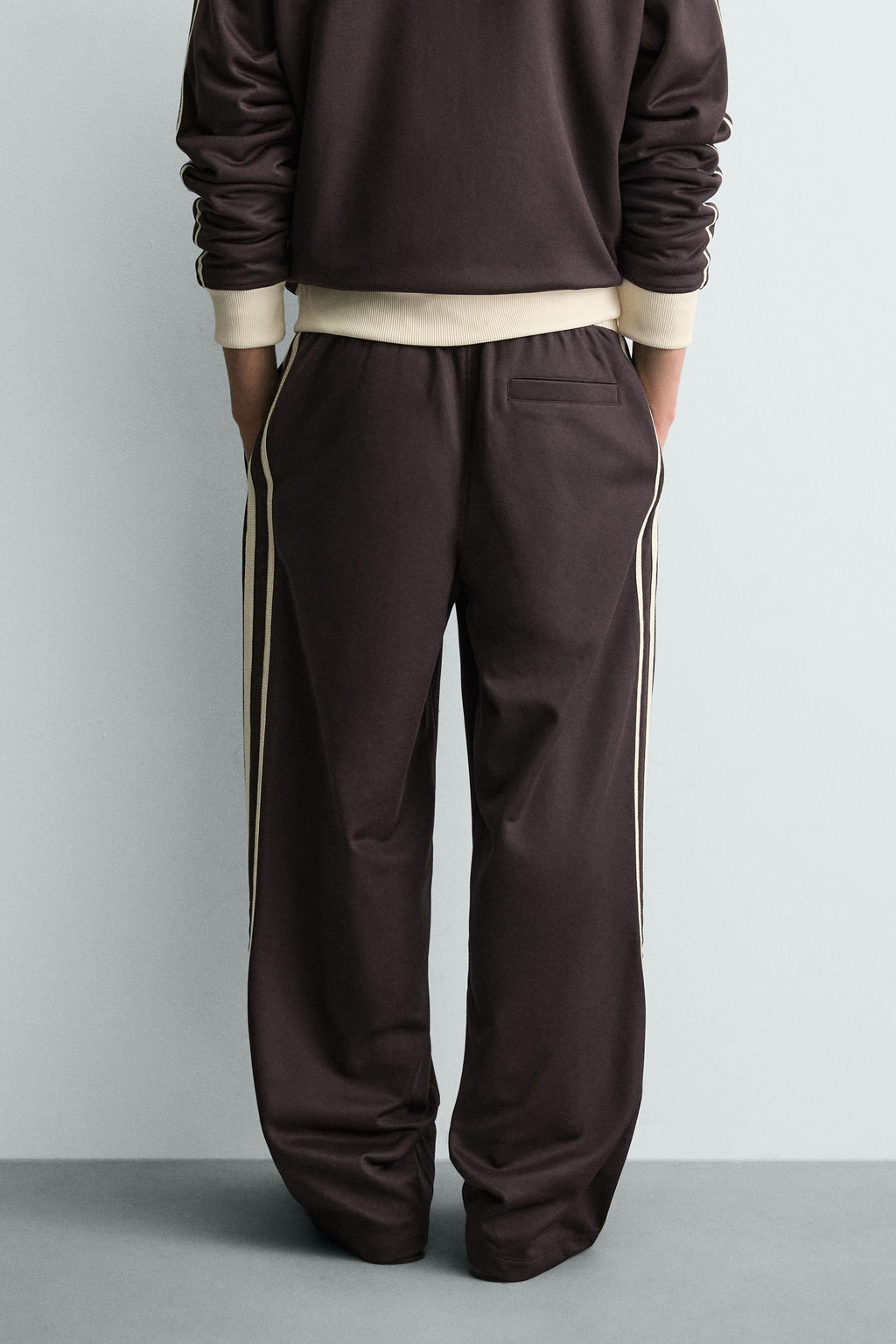 PANTAL?N JOGGER WIDE FIT BANDAS / Granate oscuro - Zara фото 11