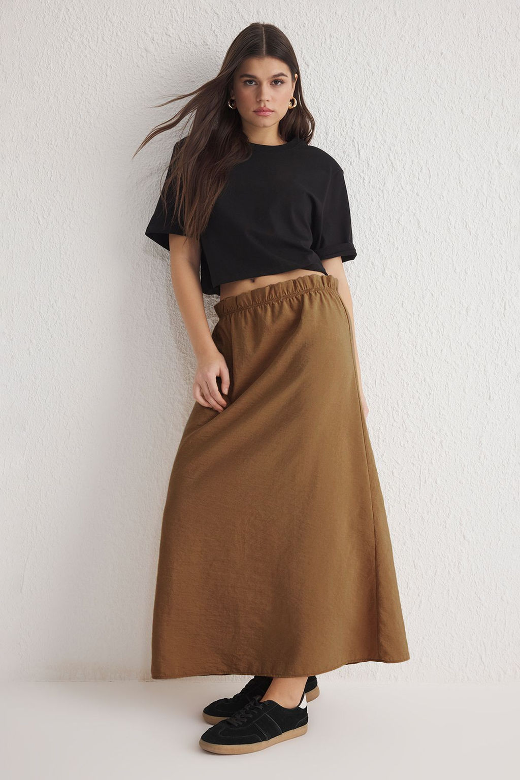 TRENDYOLMILLA Ac?k Kahverengi Modal Midi Boy Klos Dokuma Etek TWOSS25ET00054 фото 6