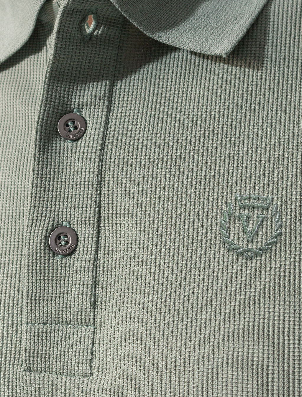 Поло Vilatte из хлопка светло-оливковое  фото 3