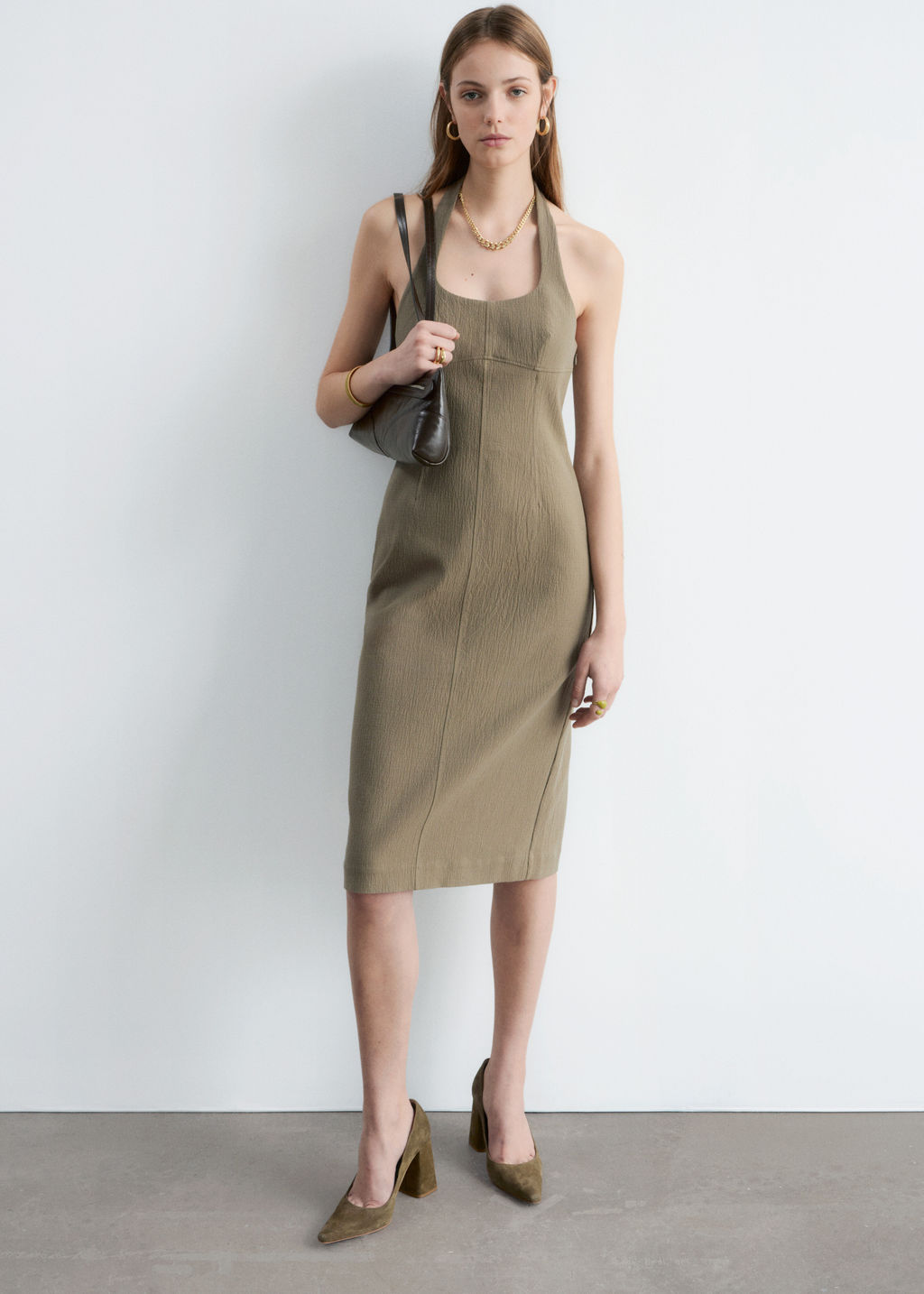 Vestido midi con cuello halter - H&m фото 8