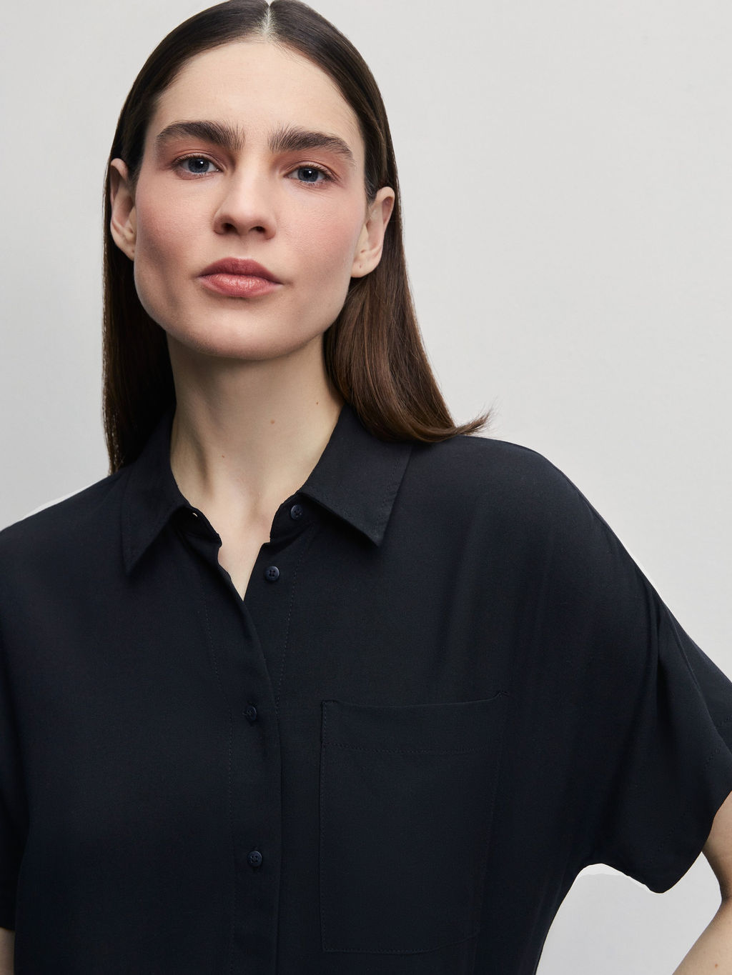 Рубашка с коротким рукавом из вискозы / Zarina  фото 6