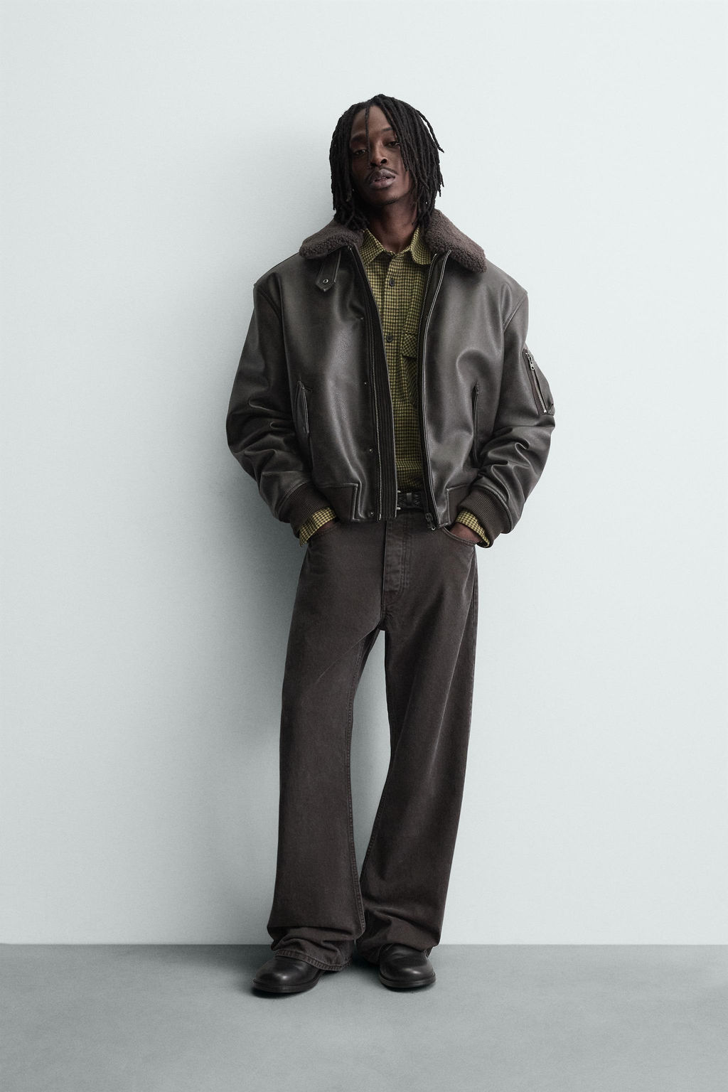 LEATHER EFFECT JACKET WITH DETACHABLE COLLAR - Zara фото 9