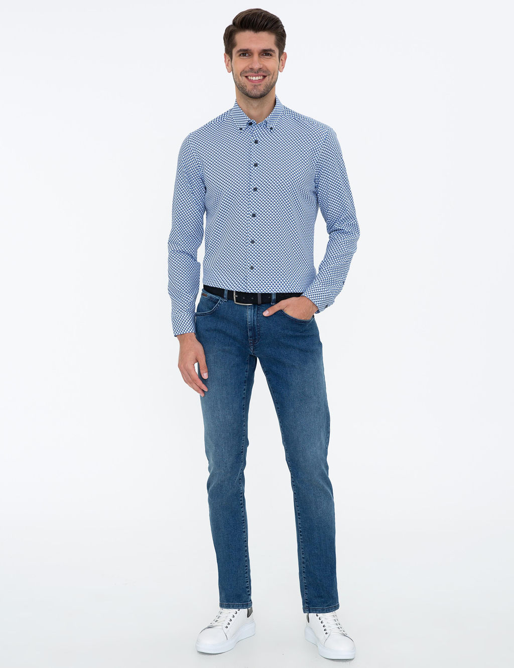 Lacivert Slim Fit Uzun Kollu G_mlek