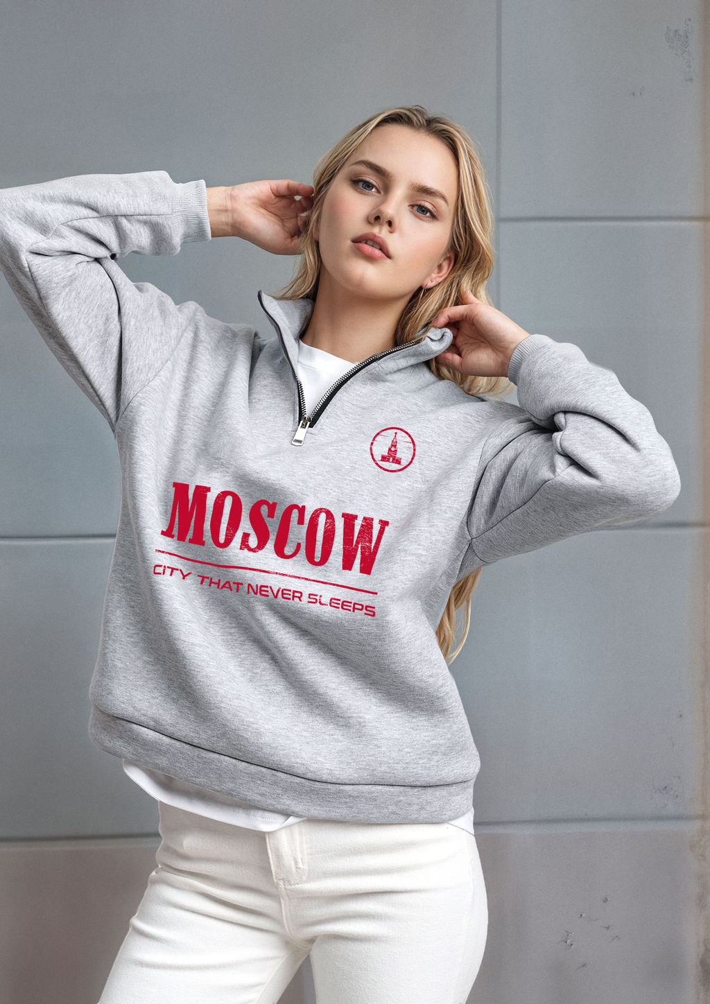 Толстовка женская с зип-воротником Moscow - Yollochka фото 14