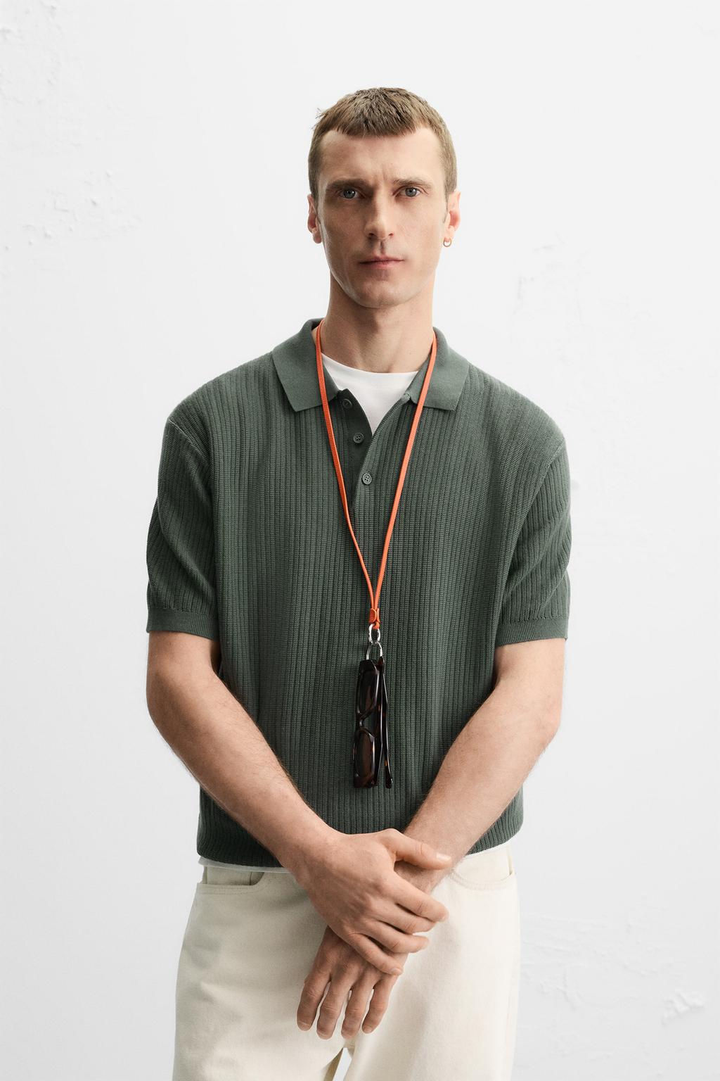 RIBBED KNIT POLO SHIRT - Zara фото 18