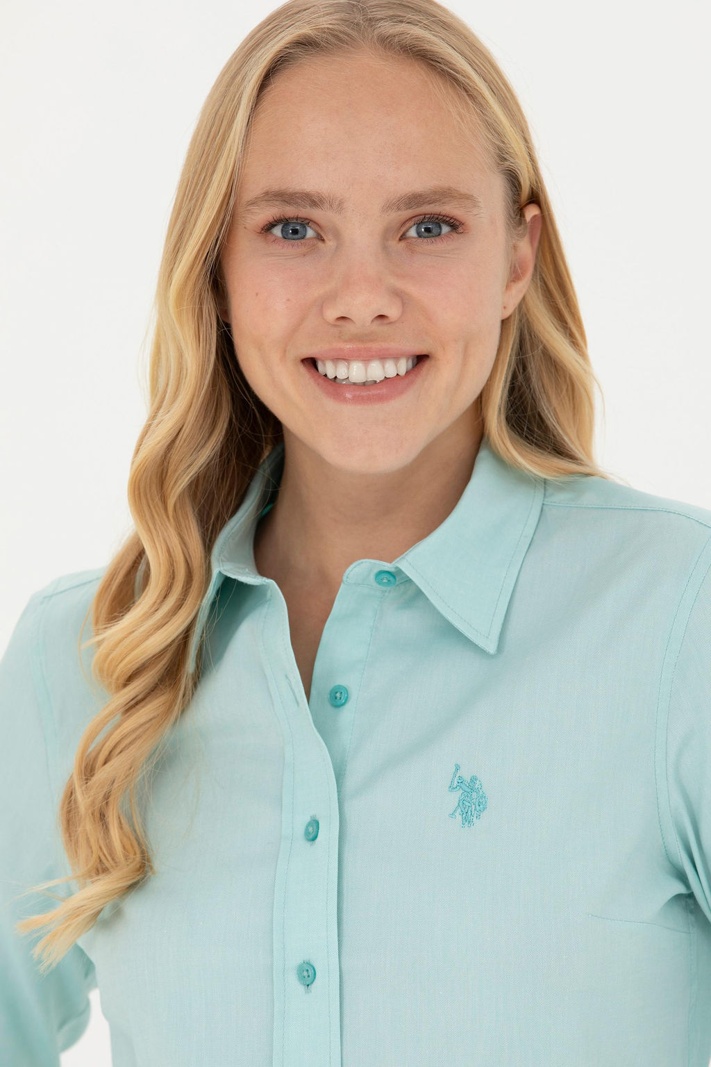 Женская мятная базовая рубашка с длинным рукавом Неожиданная скидка в корзине - U.s. polo assn фото 2