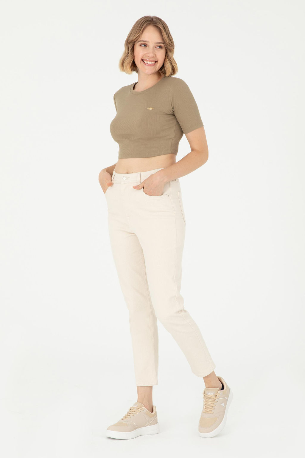 Женская футболка цвета хаки Неожиданная скидка в корзине - U.s. polo assn фото 4