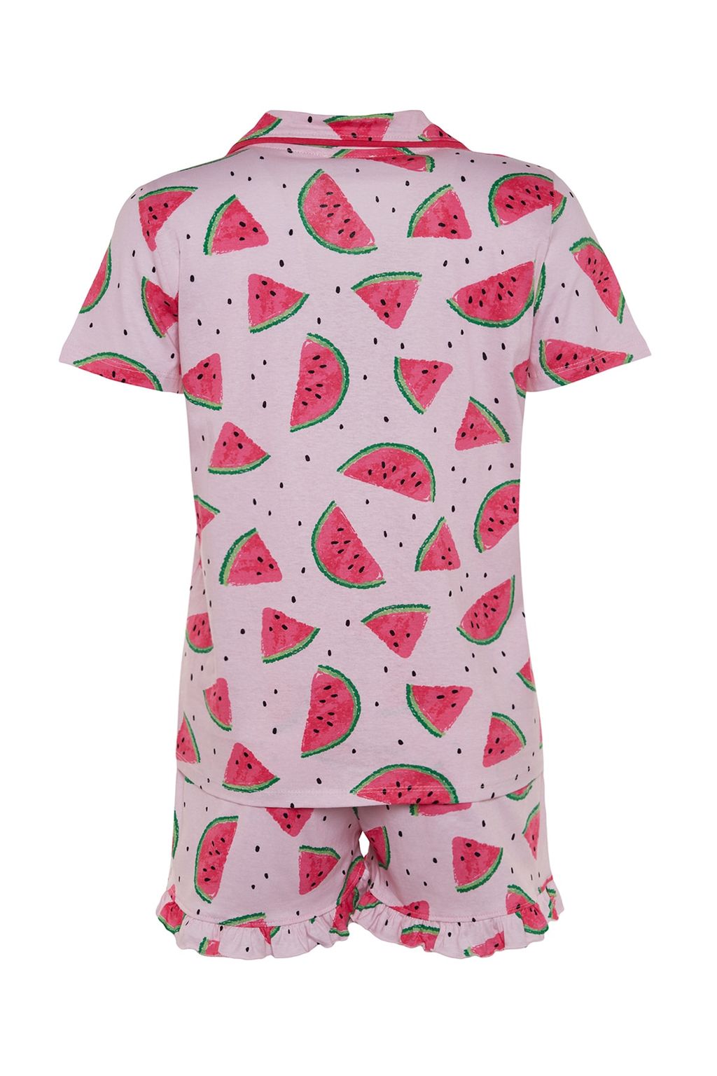 Trendyolmilla Pembe %100 Pamuklu Karpuz Desenli F?rf?rl? Sortlu Orme Pijama Tak?m? THMSS21PT0670 фото 17
