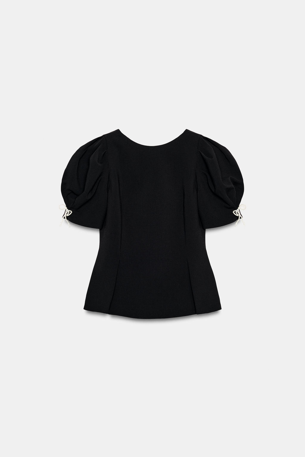 CUERPO MANGA ABULLONADA PERLAS LAZOS / Negro - Zara фото 6