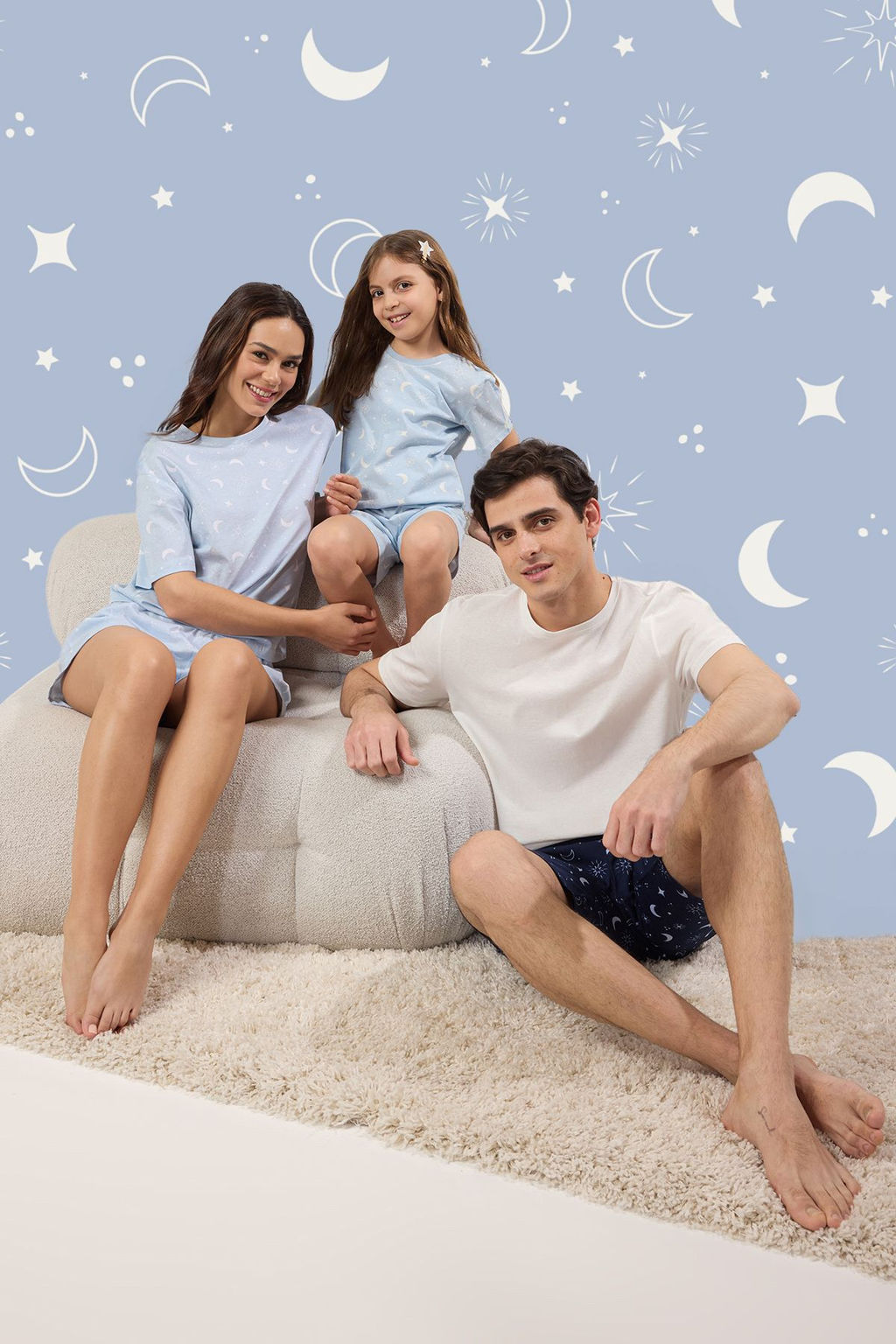 Trendyolmilla Kad?n Family/Aile Beyaz %100 Pamuklu Galaksi Desenli Sortlu Orme Pijama Tak?m? THMSS25PT00334  фото 9