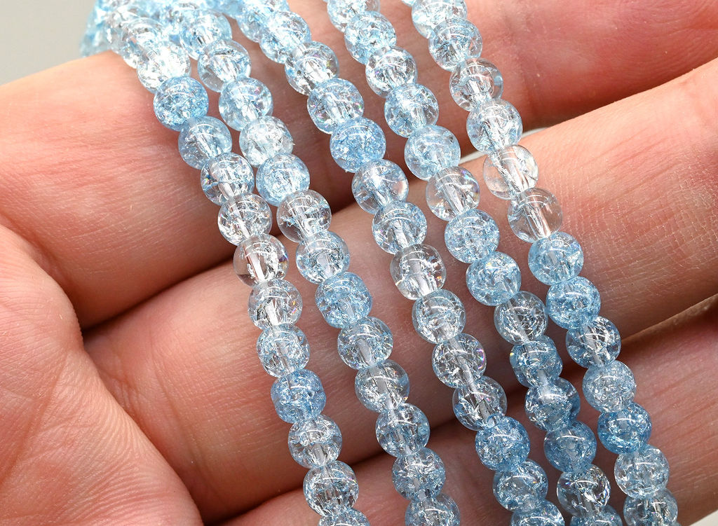 Браслет из сахарного кварца шарик 4мм цв.васильковый, 17см