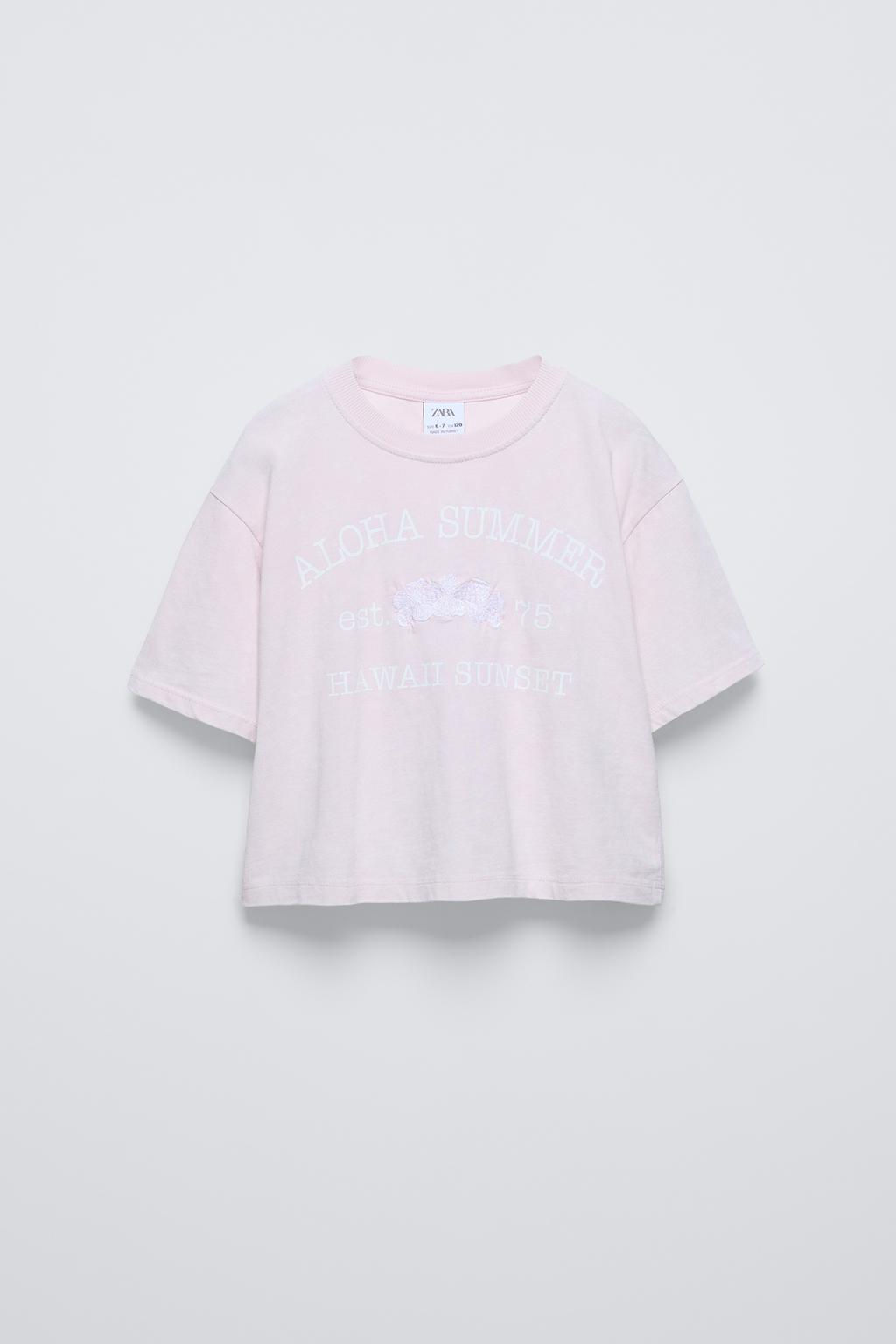 SLOGAN T-SHIRT WITH FLORAL EMBROIDERY - Zara фото 2