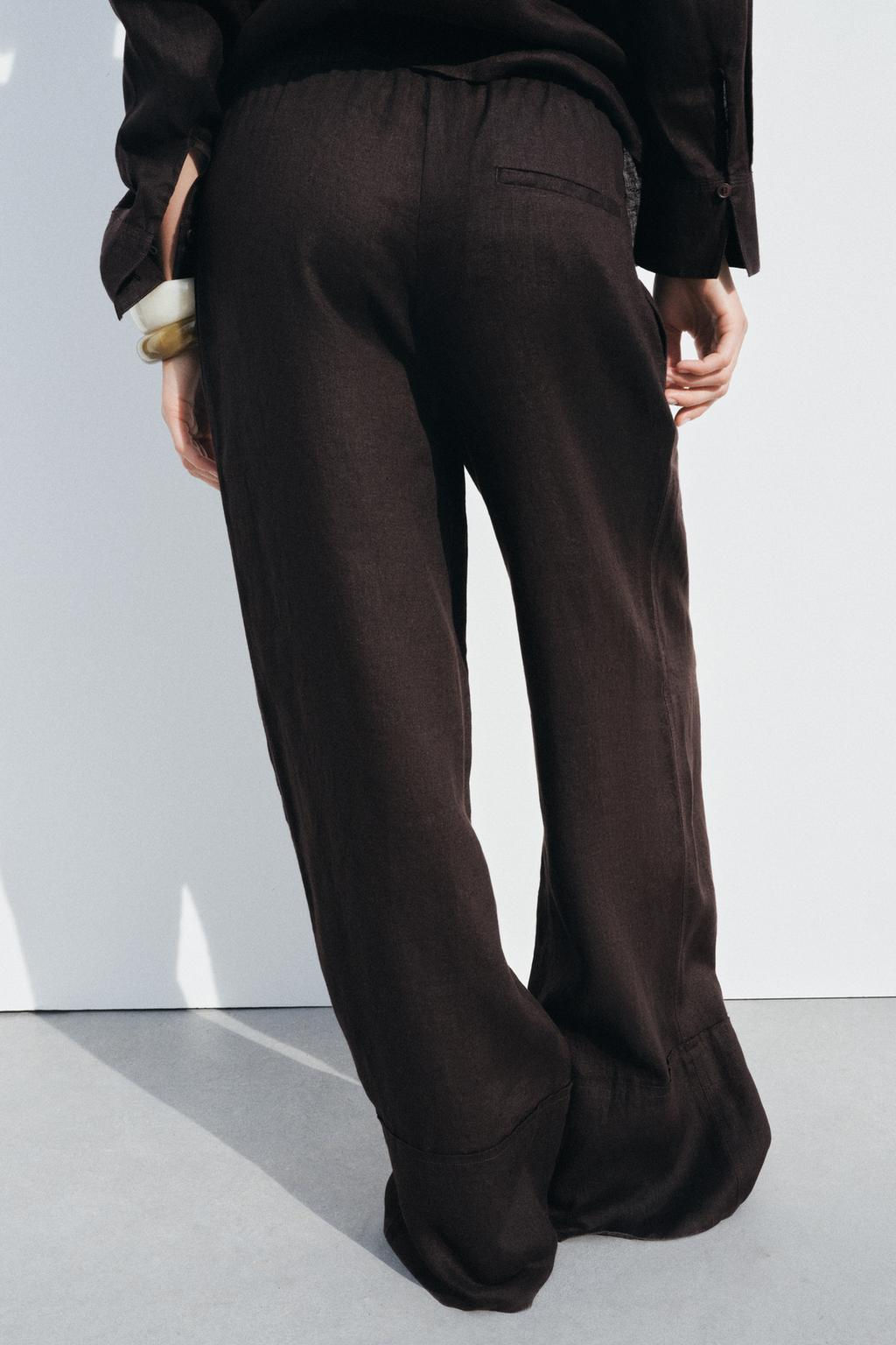 ZW COLLECTION 100% LINEN PALAZZO TROUSERS - Zara фото 13