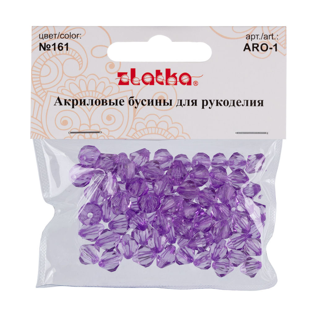 Бусина Zlatka акрил ARO-1 9 х 10 мм 25 г 161 светло-сиреневый  фото 3