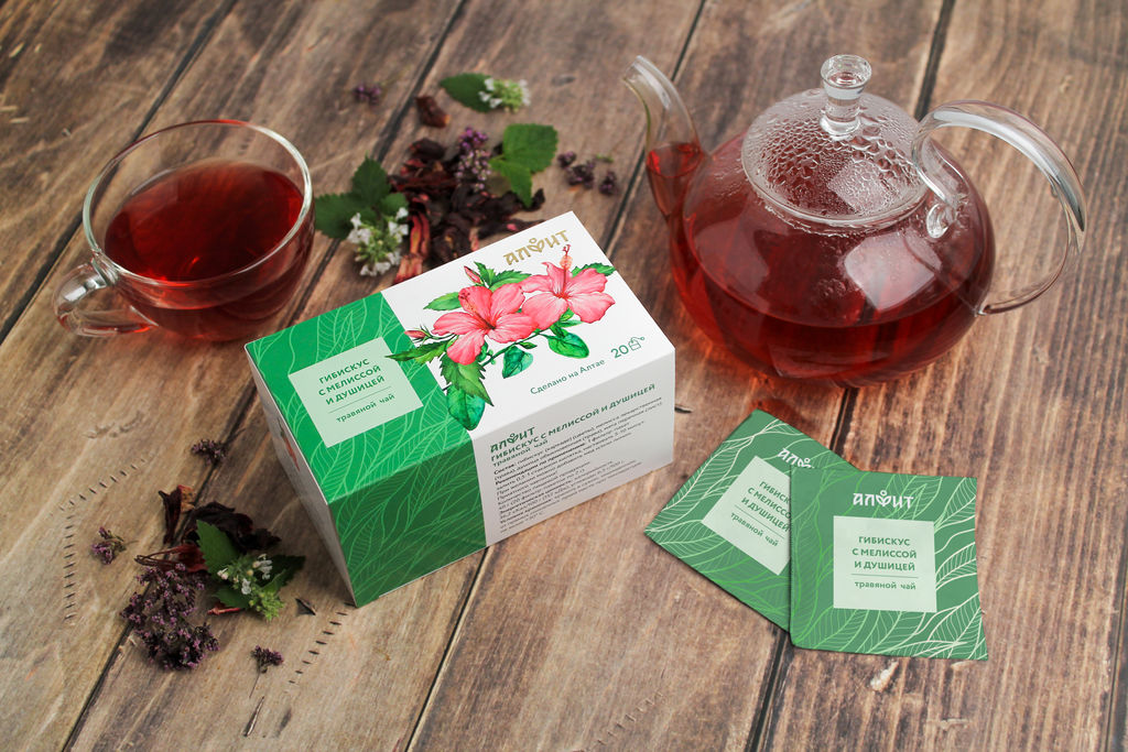 Травяной чай "Гибискус с мелиссой и душицей", 40 г (20 ф/п по 2 г) Алфит 7669