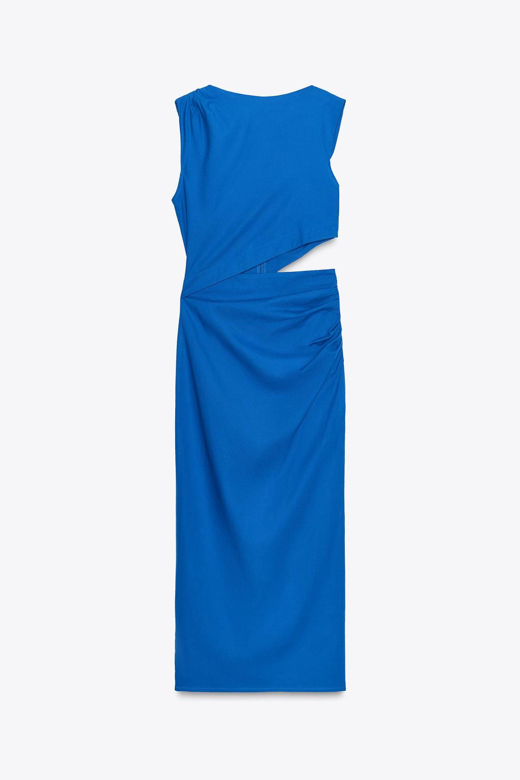 CUT-OUT MIDI DRESS WITH LINEN - Zara фото 5