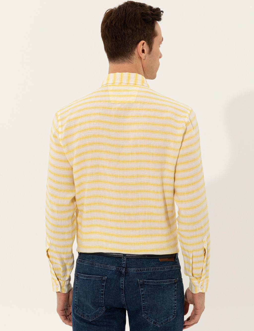 Sar_ Keten Kar___ml_ Slim Fit Uzun Kollu G_mlek