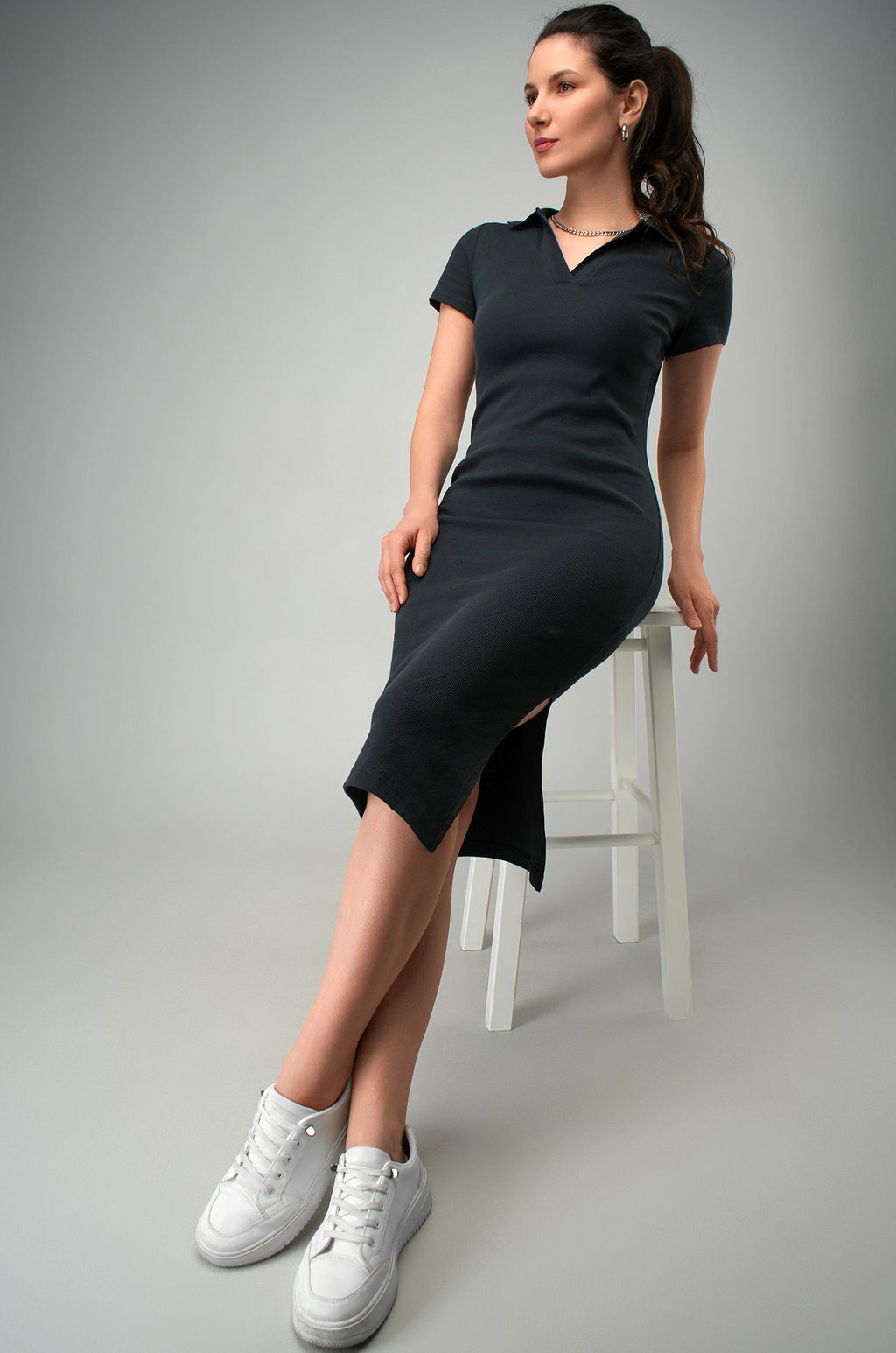 Женское платье-поло в рубчик Happyfox - Happy fox фото 9