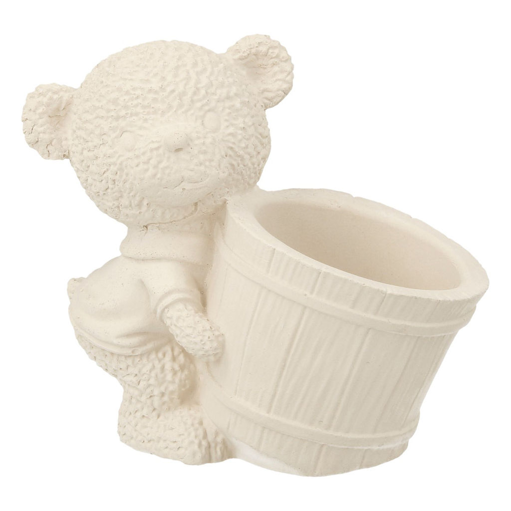Заготовка для декорирования Love2art ТА-09 Кашпо гипс 9 х 10 х 6 см 1 шт Медведь с горшочком