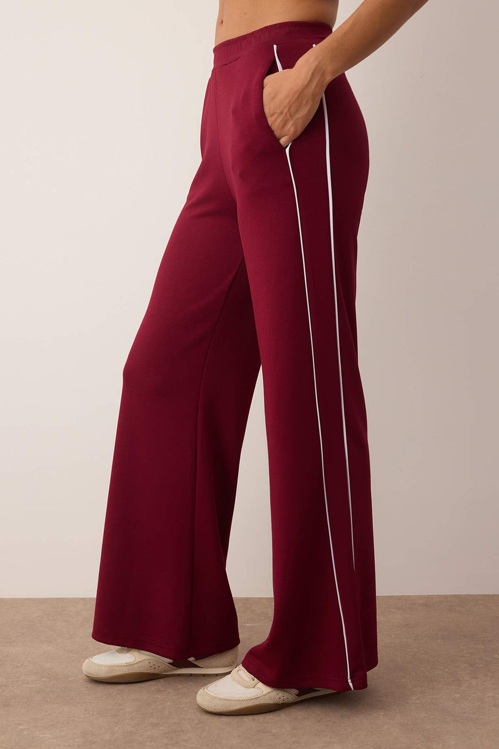 Bordo Biyeli Wide Leg/Genis Paca Orme Spor Esofman Alt? THMAW26EA00001 - Trendyolmilla фото 3