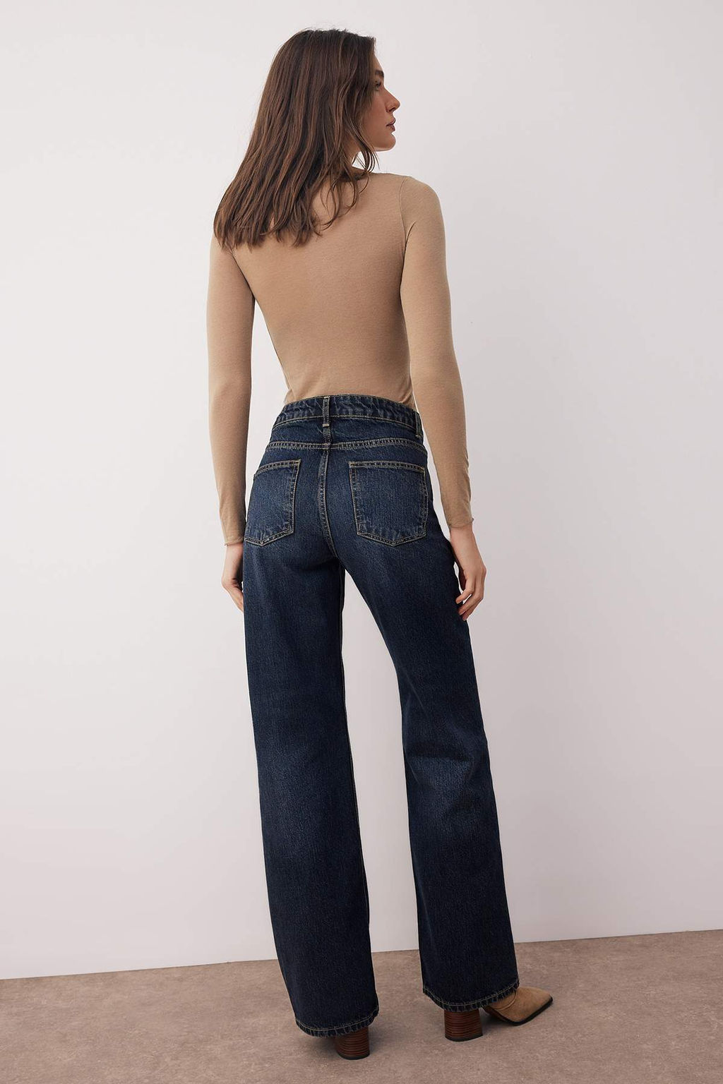 Koyu Mavi Normal Bel Genis Paca Wide Leg Jeans TWOAW26JE00076
