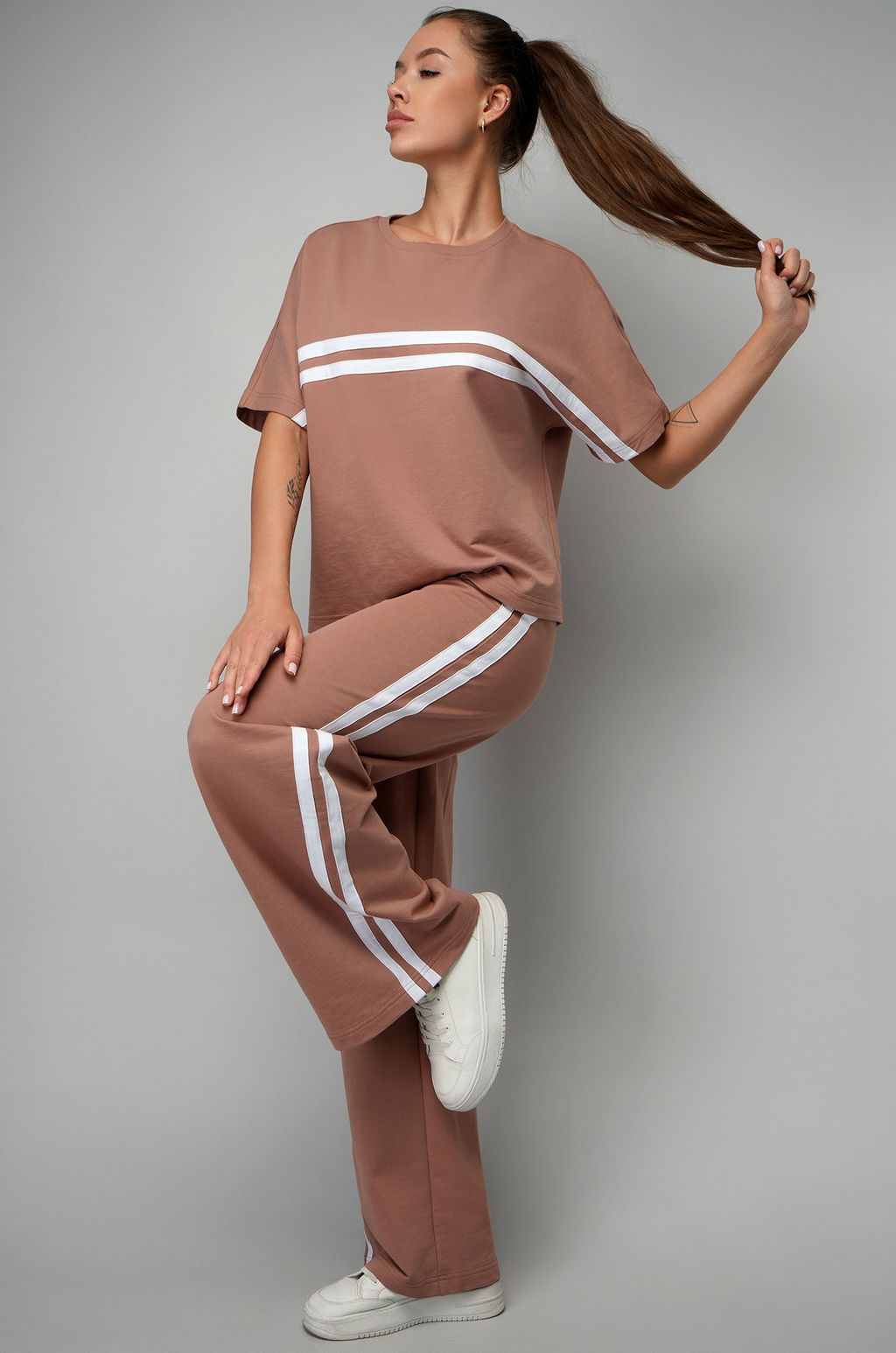 Женский костюм оверсайз из футера двухнитки Happyfox  фото 18