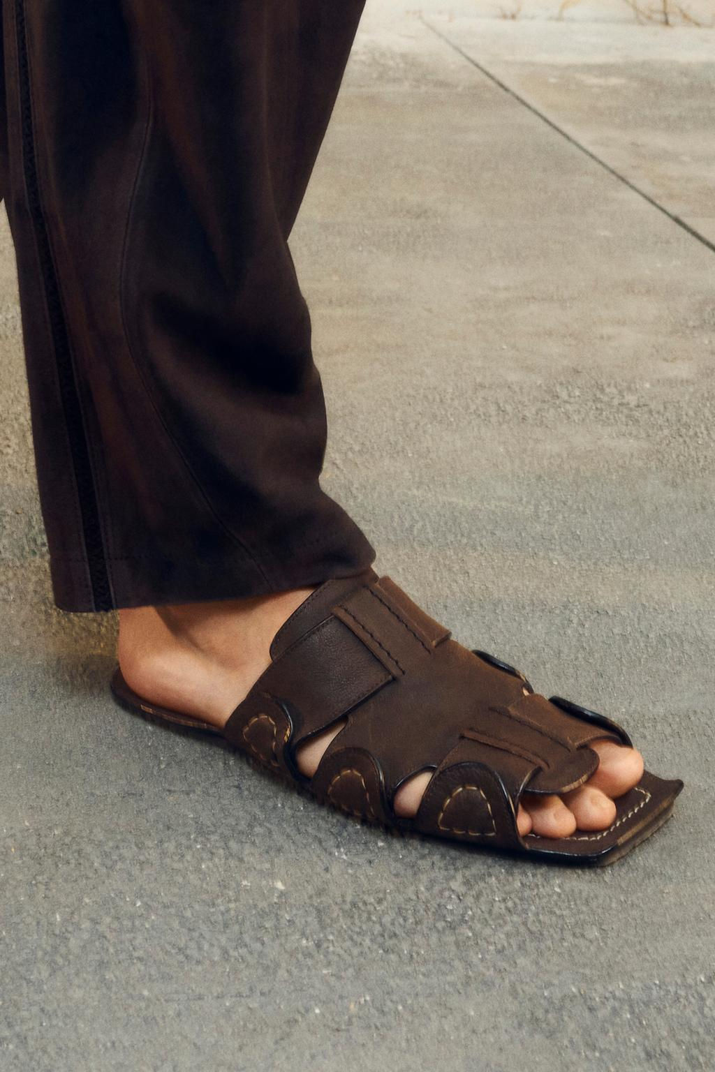 LEATHER SANDALS WITH STRAPS - LIMITED EDITION - Zara фото 4