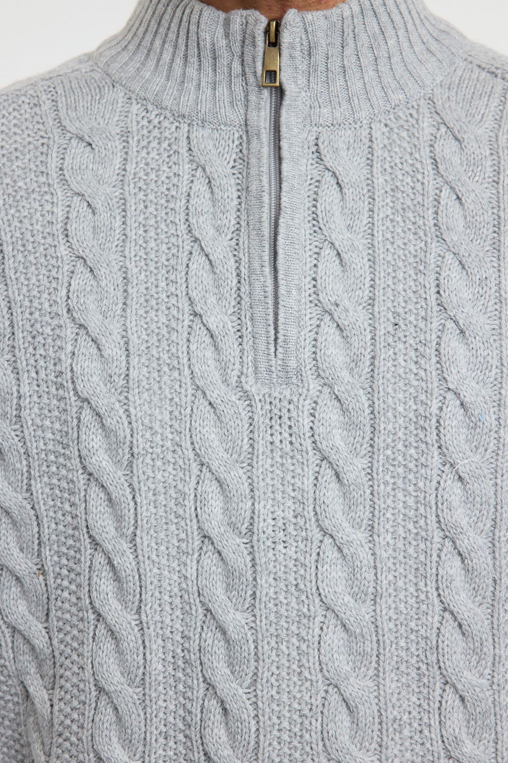 TRENDYOL MAN Bordo Unisex Regular Fit Fermuarl? Yar?m Bal?kc? Sac Orgu Triko Kazak TMNAW21KZ0737 - Trendyolmilla фото 5