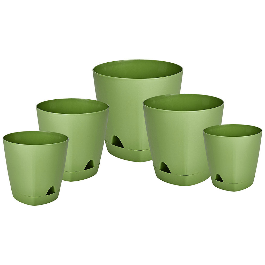 Ingreen Горшок для цветов пластмассовый Amsterdam 0,65л, д11см, h10см, с прикорневым поливом, оливковый (Россия) - Домашняя Мода фото 3