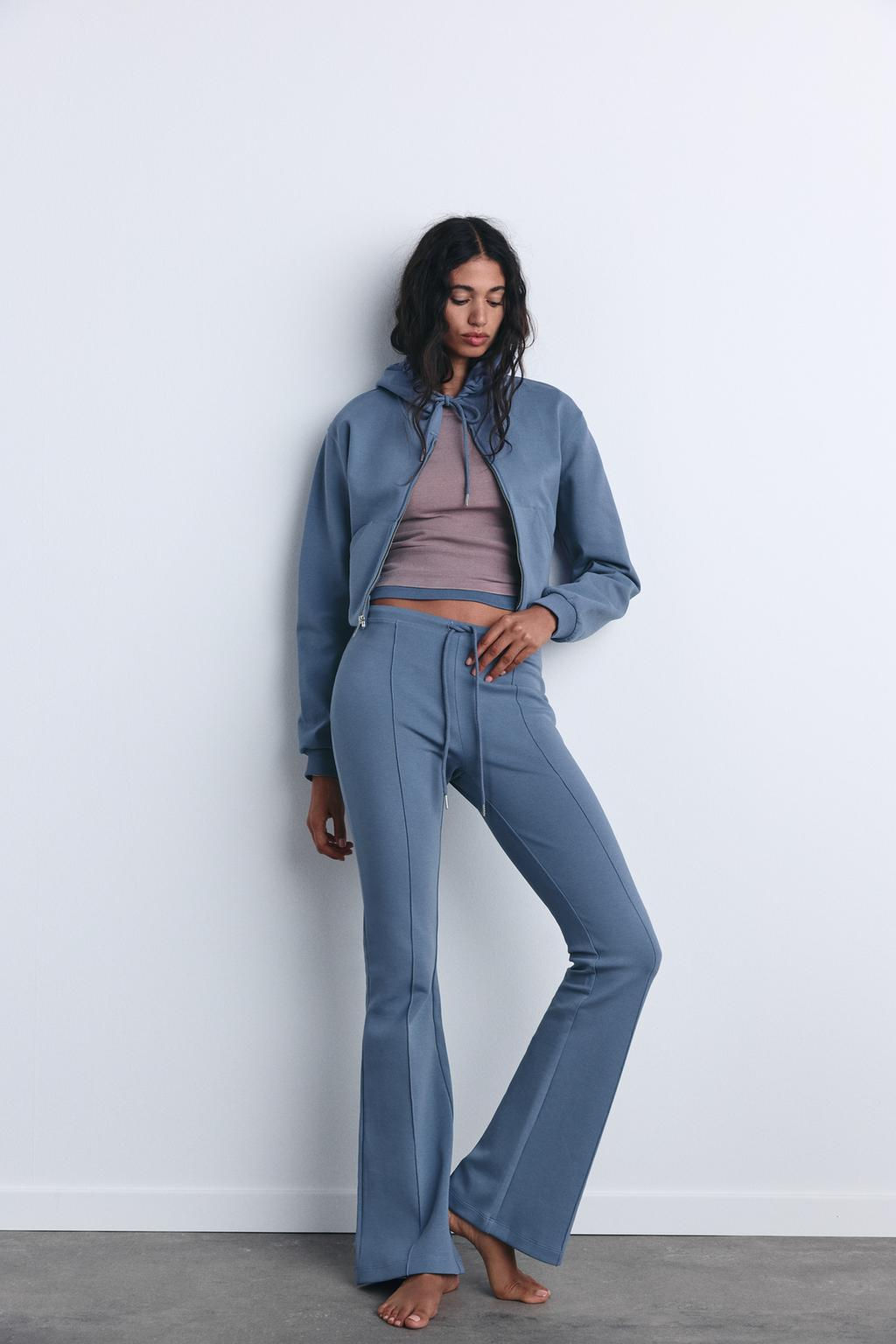 STITCHED INTERLOCK BELL BOTTOM TROUSERS - Zara фото 27