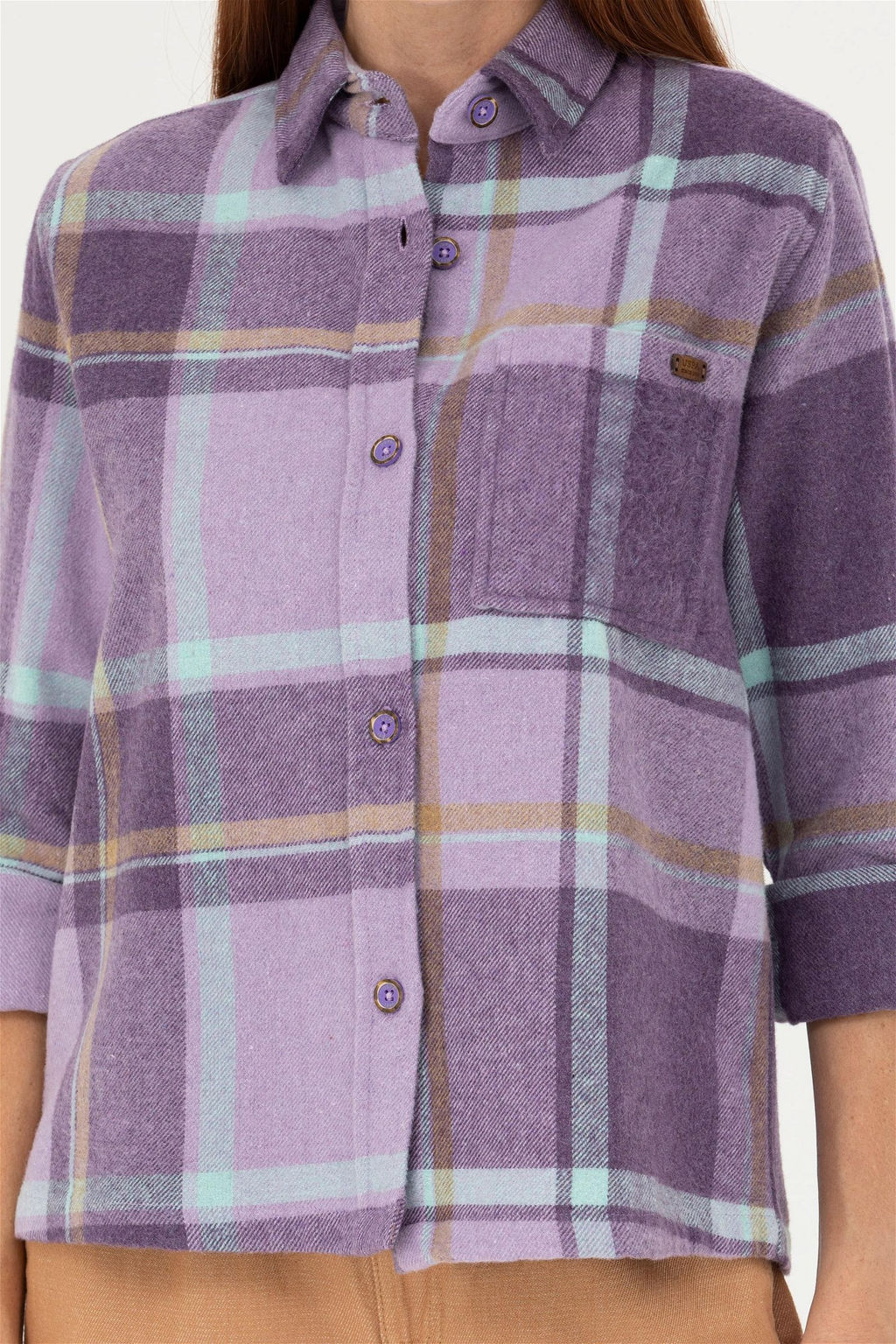 Женская фиолетовая рубашка с длинным рукавом Неожиданная скидка в корзине - U.s. polo assn фото 6