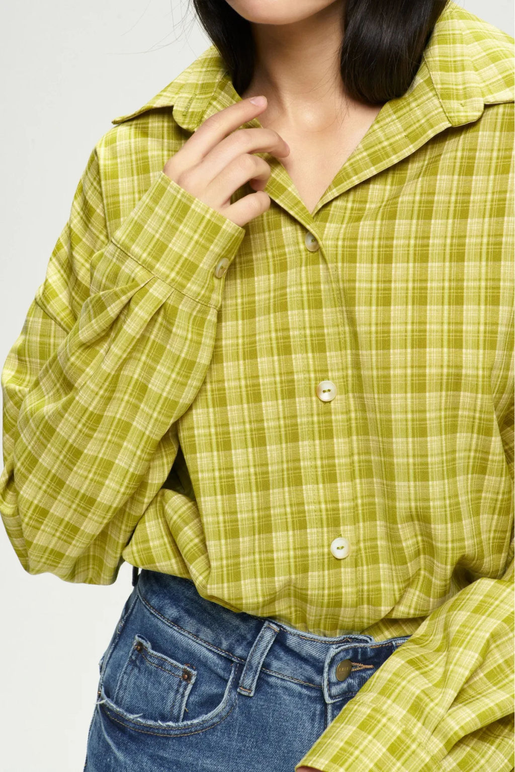 Рубашка Oversized в клетку Lime - Erist store фото 5