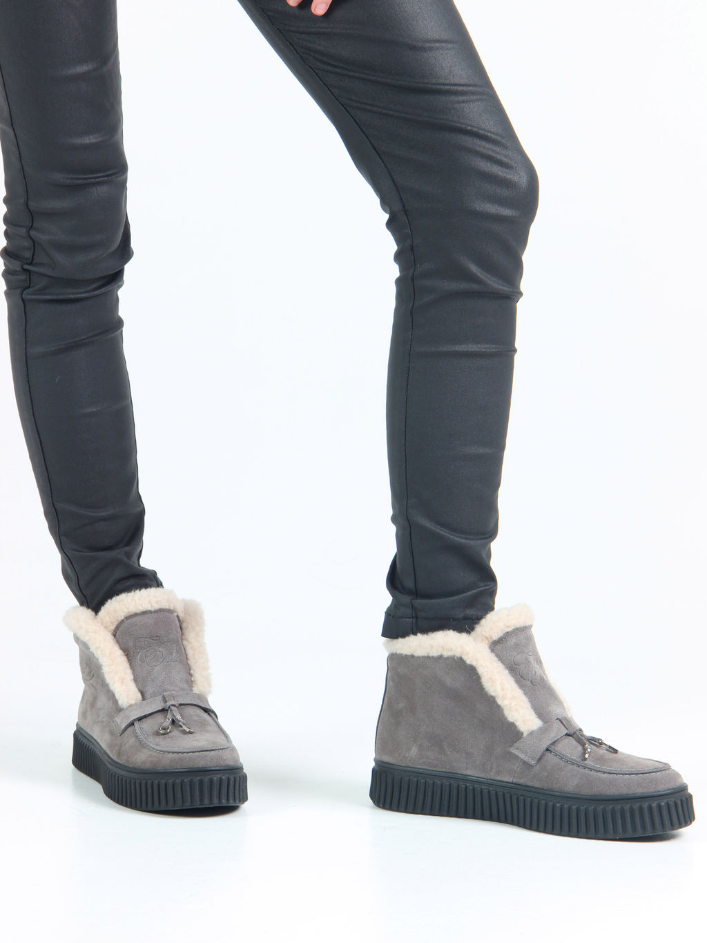 Ботинки 307.от11bl. серый замок замша/Мех