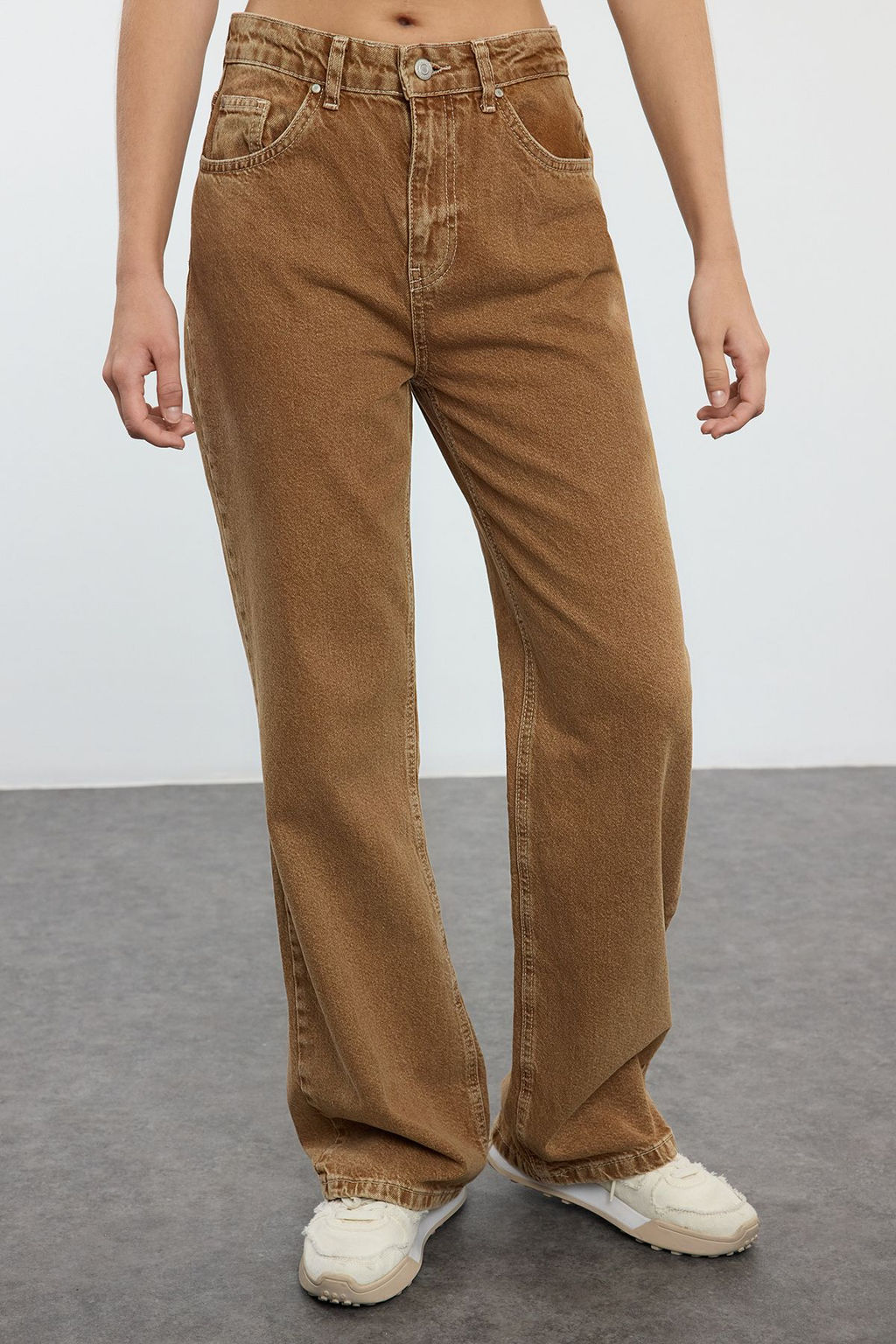 Kahverengi Yuksek Bel Wide Leg Jeans TWOAW25JE00214