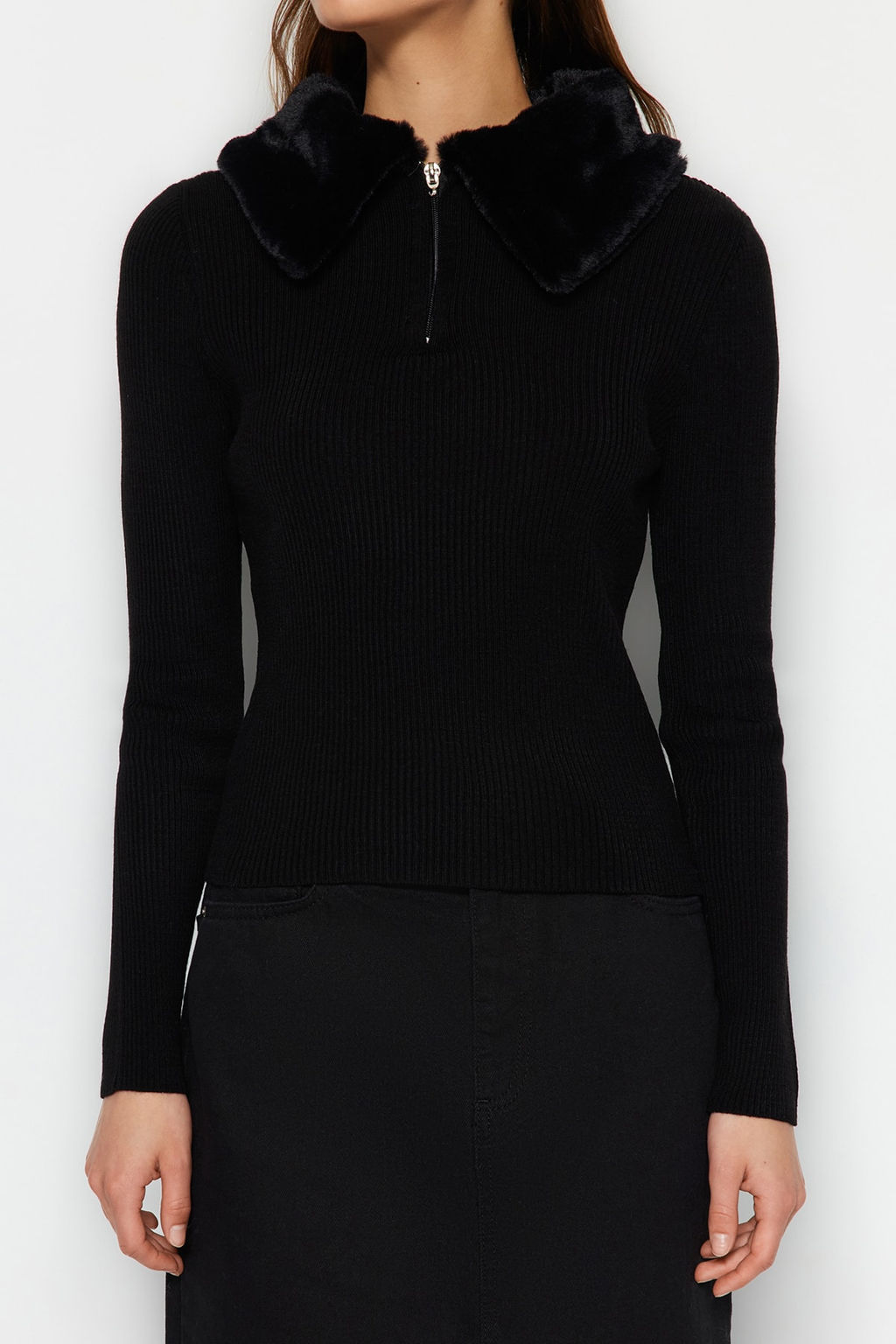 Pudra Polo Yaka Suni Kurk Detayl? Triko Kazak TWOAW24KZ00204 - Trendyolmilla фото 12