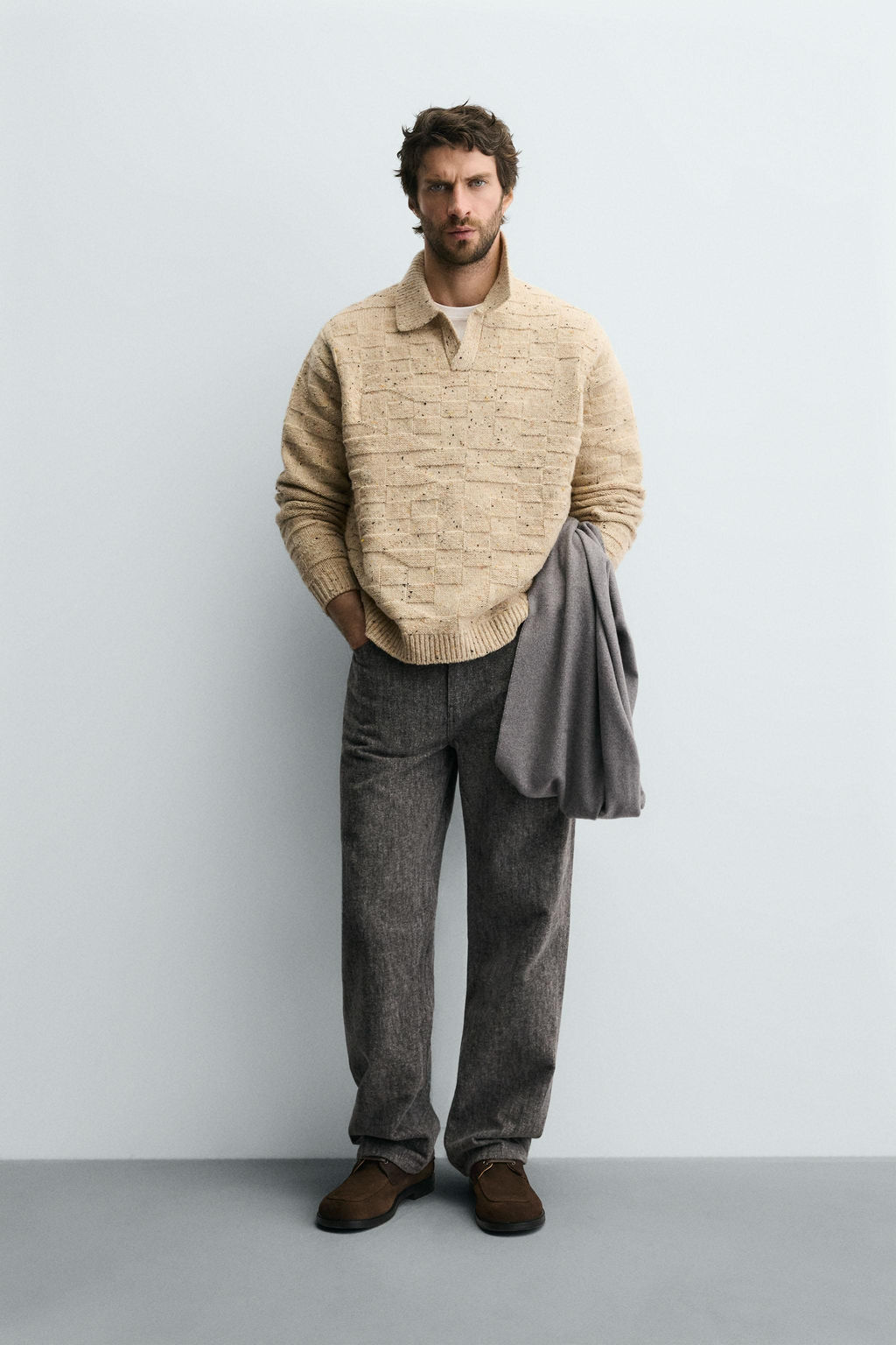 100% WOOL KNIT POLO SHIRT WITH BUTTONS