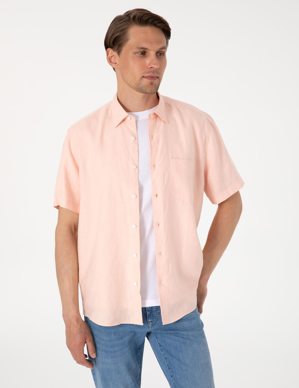 Pudra Comfort Fit %100 Keten K_sa Kollu G_mlek
