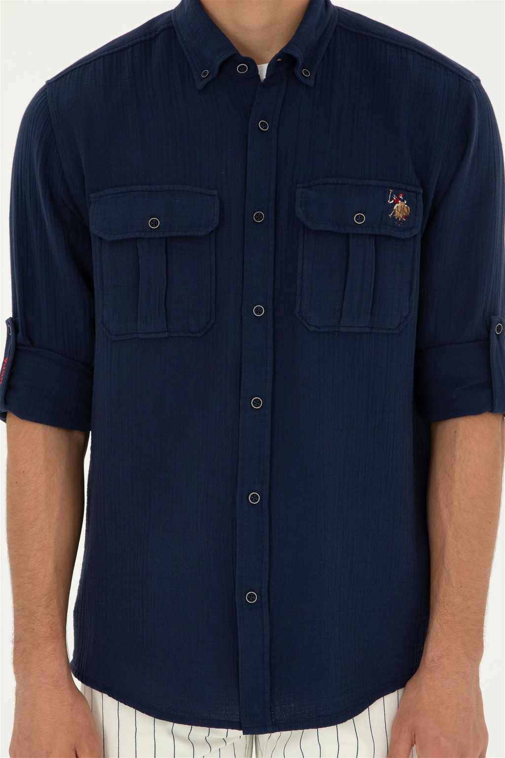 U. S. Polo Assn / Мужская темно-синяя рубашка с длинным рукавом - U.s. polo assn фото 6