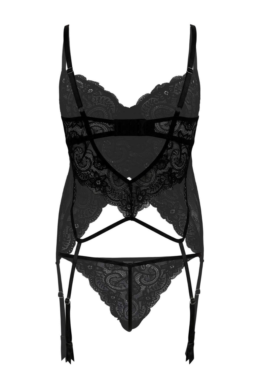 Siyah Dantel Jartiyerli Kaps?z Ic Camas?r? Tak?m? THMSS26CC00008