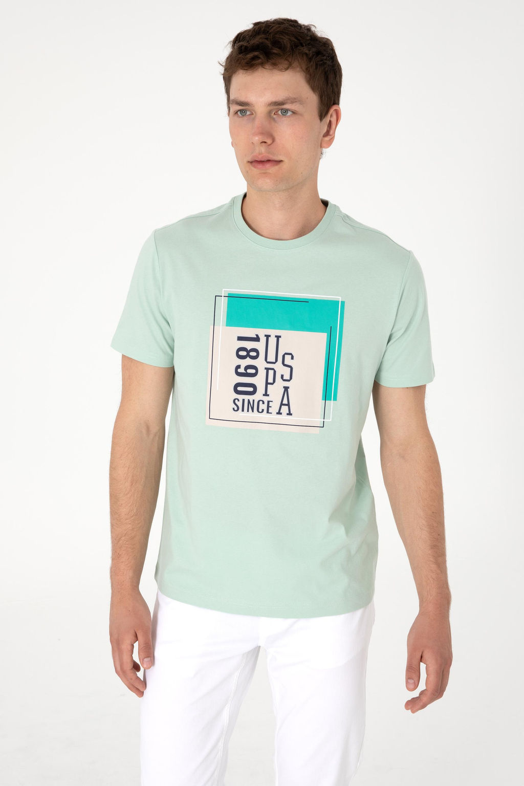 Erkek Regular Fit Bisiklet Yaka Su Ye_ili Ti__rt Sepette S_rpriz _ndirim - U.s. polo assn фото 3
