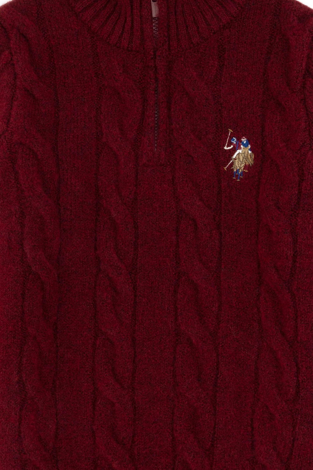 Erkek _ocuk Yar_m Fermuarl_ Bordo Kazak
