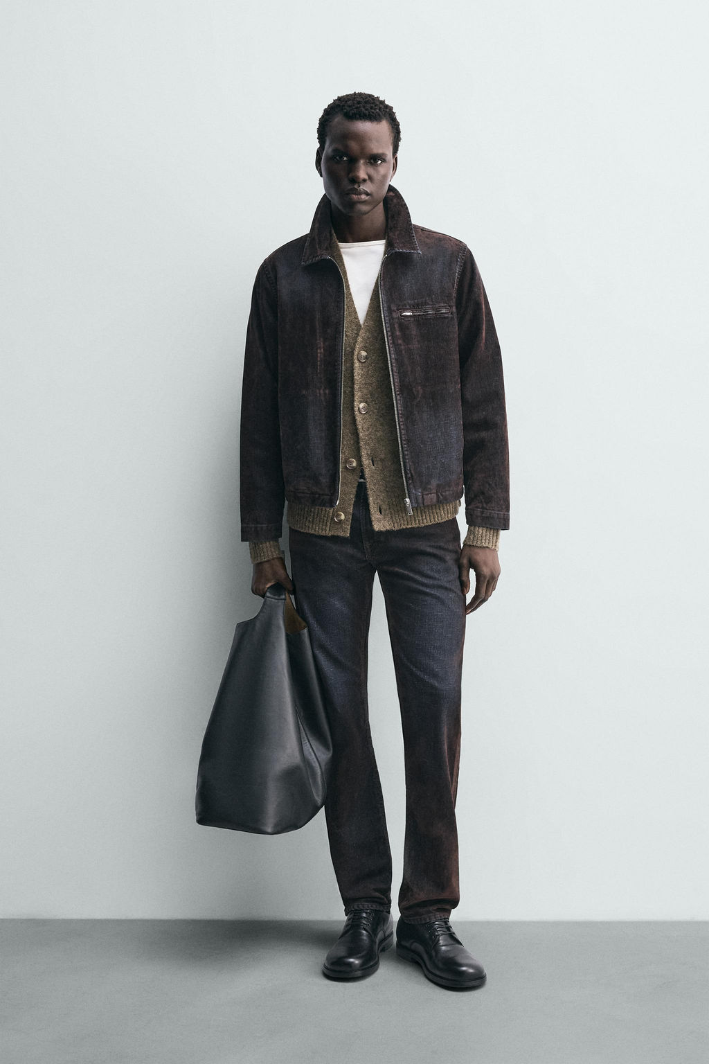 FLOCKED VELVET RELAXED FIT JEANS - Zara фото 8