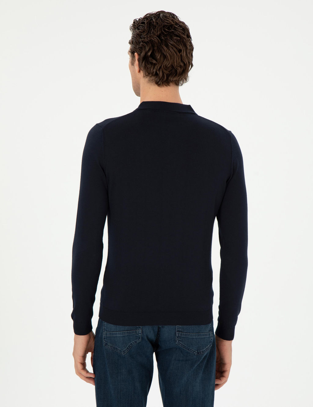 Темно-синий базовый свитер узкого кроя - Cacharel фото 5